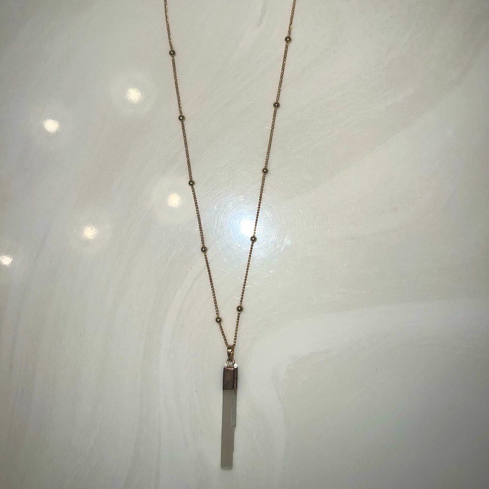 Never Worn Selenite Satellite 16k Gold Plated Necklace